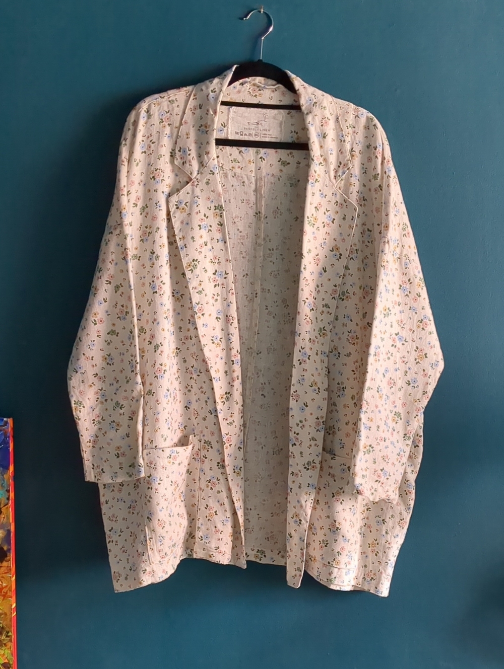 notPERFECTLINEN Victoria-2 Oversized Blazer In Antique Petals M/L